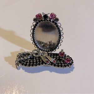 Vintage Bauer brooch “Bejeweled Vanity Table” GUC 2” high by 2 1/4” wide